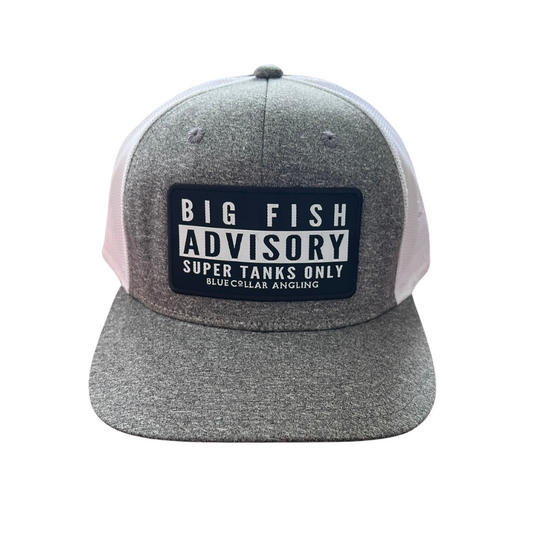 Big Fish Advisory Patch on Heather Grey and White hat