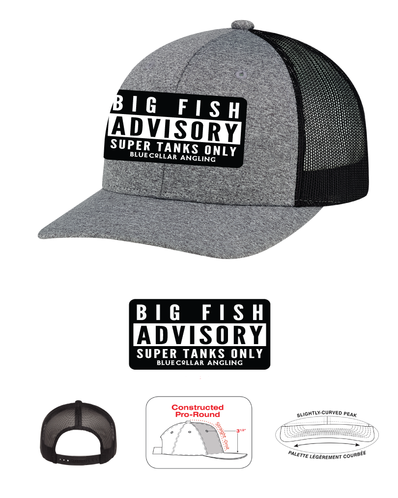 Big Fish Advisory Patch , Grey heather on Black