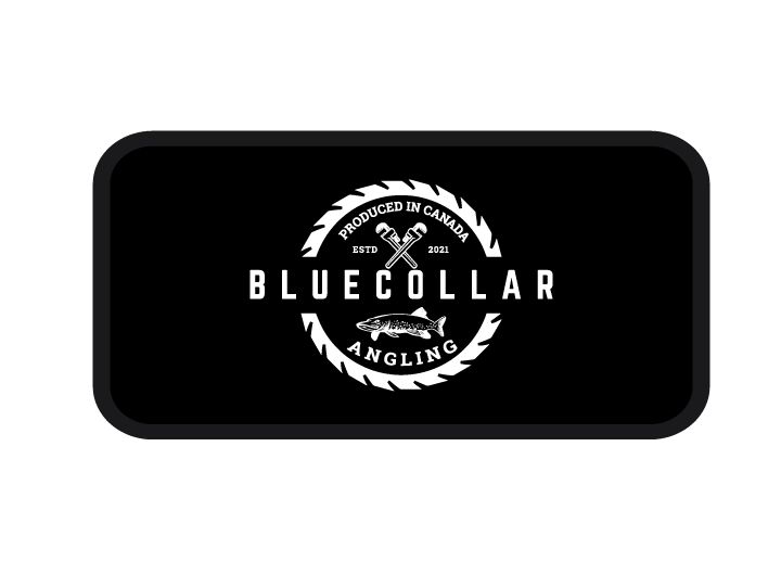 Blue collar angling black patch mesh flat brim